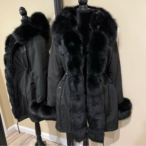 Women's Black Fur-Trimmed Jacket